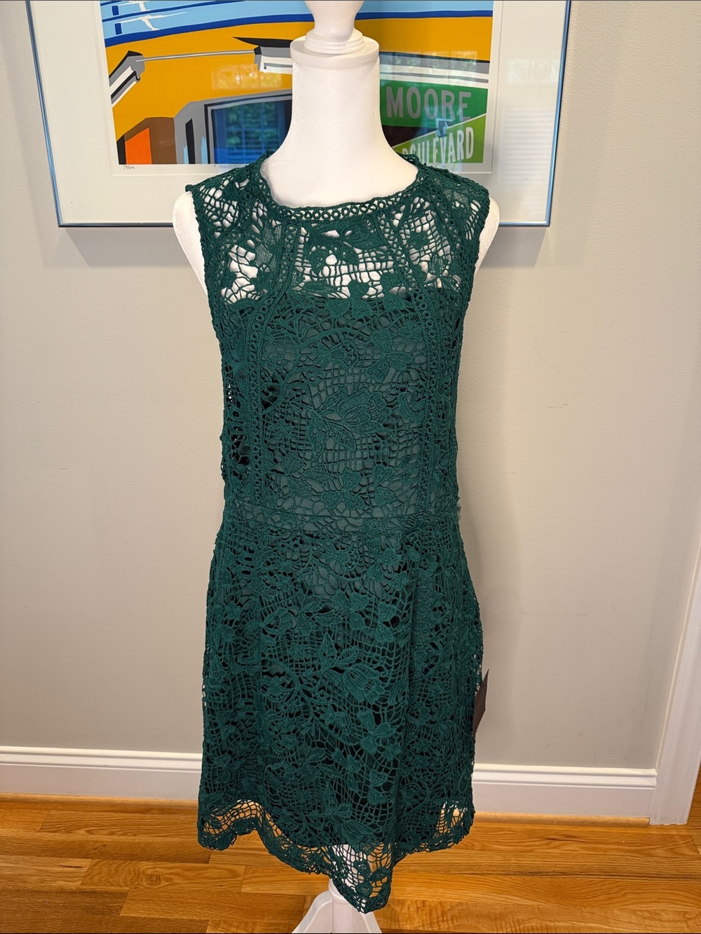 Lulu's Forest Green Crochet Lace Sleeveless Mini Dress